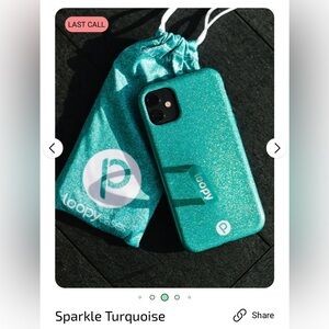 Loopy Case Glitter Teal iPhone 13 Case and Loops
